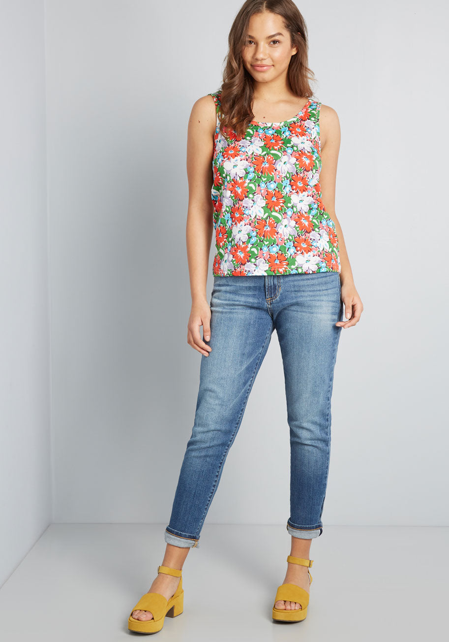 Floral Formula Cotton Tank Top