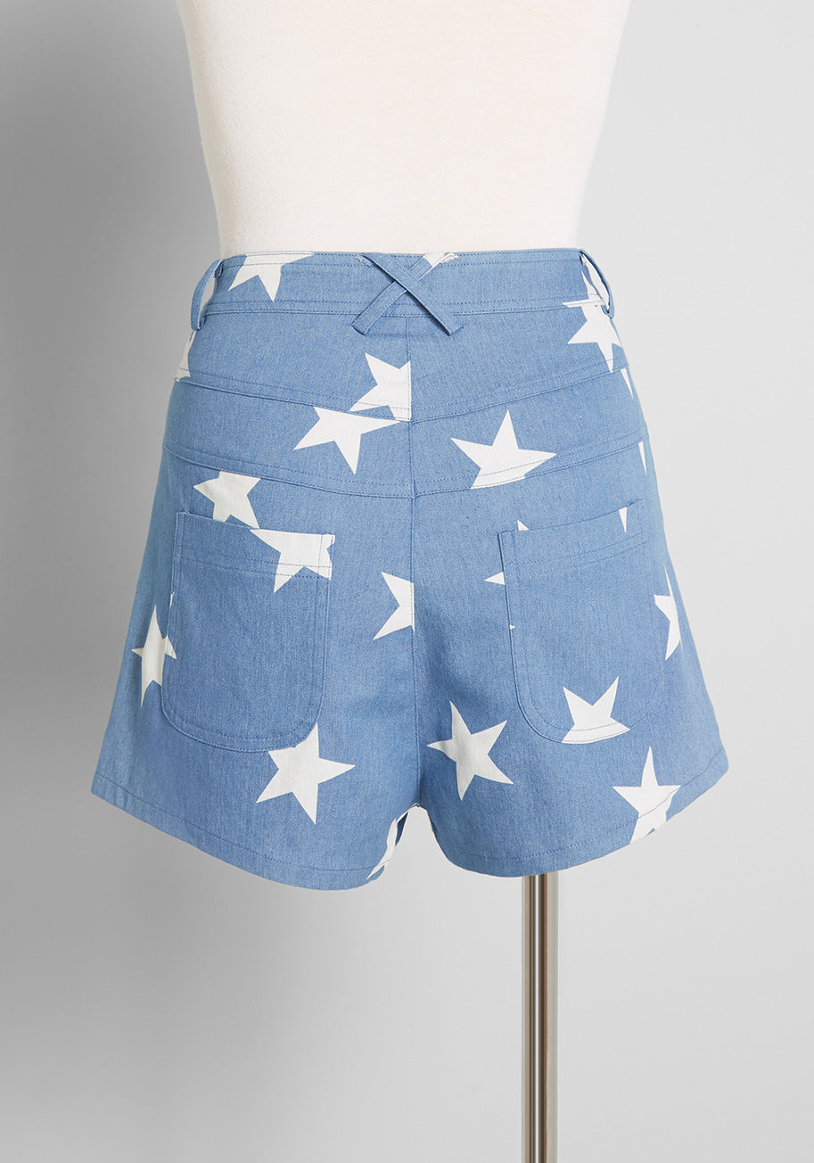 All Stars, No Stripes High-Rise Denim Shorts