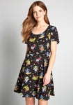 A-line Viscose Short Short Sleeves Sleeves Scoop Neck Pocketed Back Zipper General Print Beach Dress/Party Dress