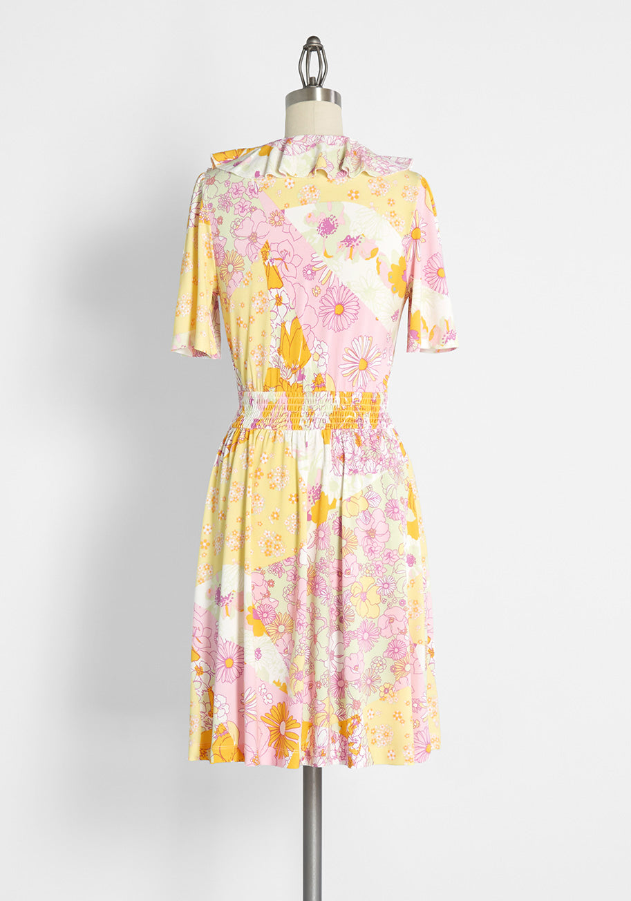 Marvelous Flower Medley Surplice Dress