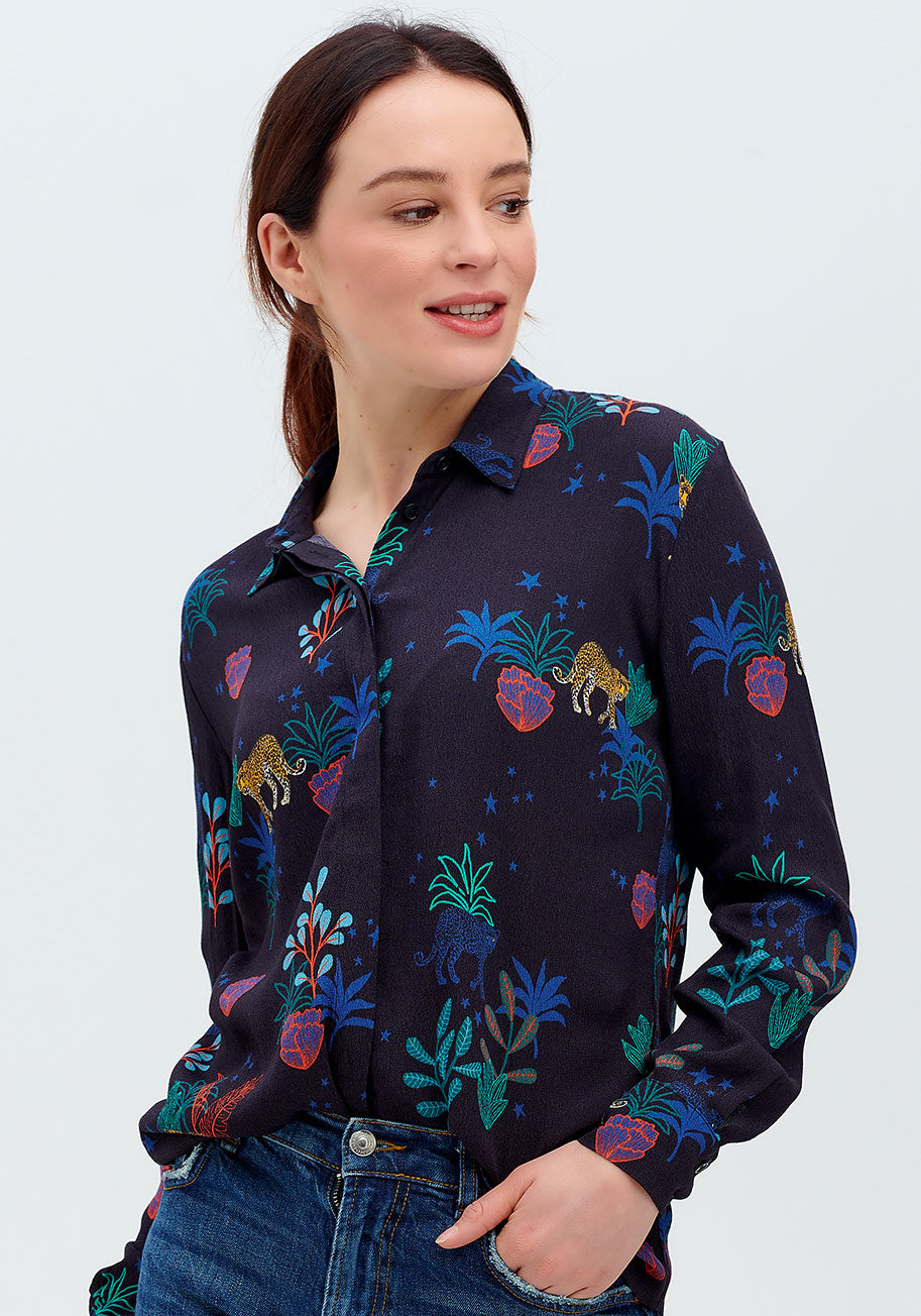 Sleek As A Jungle Cat Button-Up Top