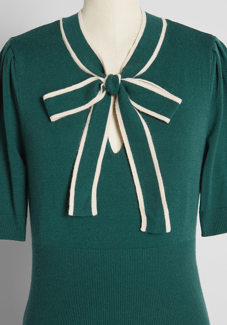 'Bow' Thyself Tie-Neck Knit Top