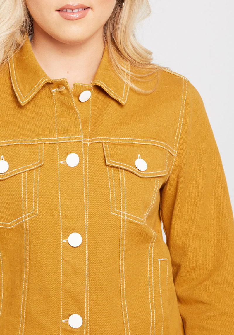 Qoo10 - Mustard SMILEY Patch Denim Jacket : Women's Clothing