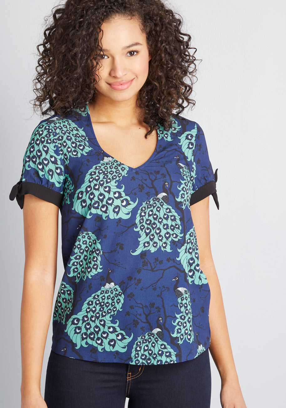 ModCloth x Dupenny Ideal Discovery Short Sleeve Blouse