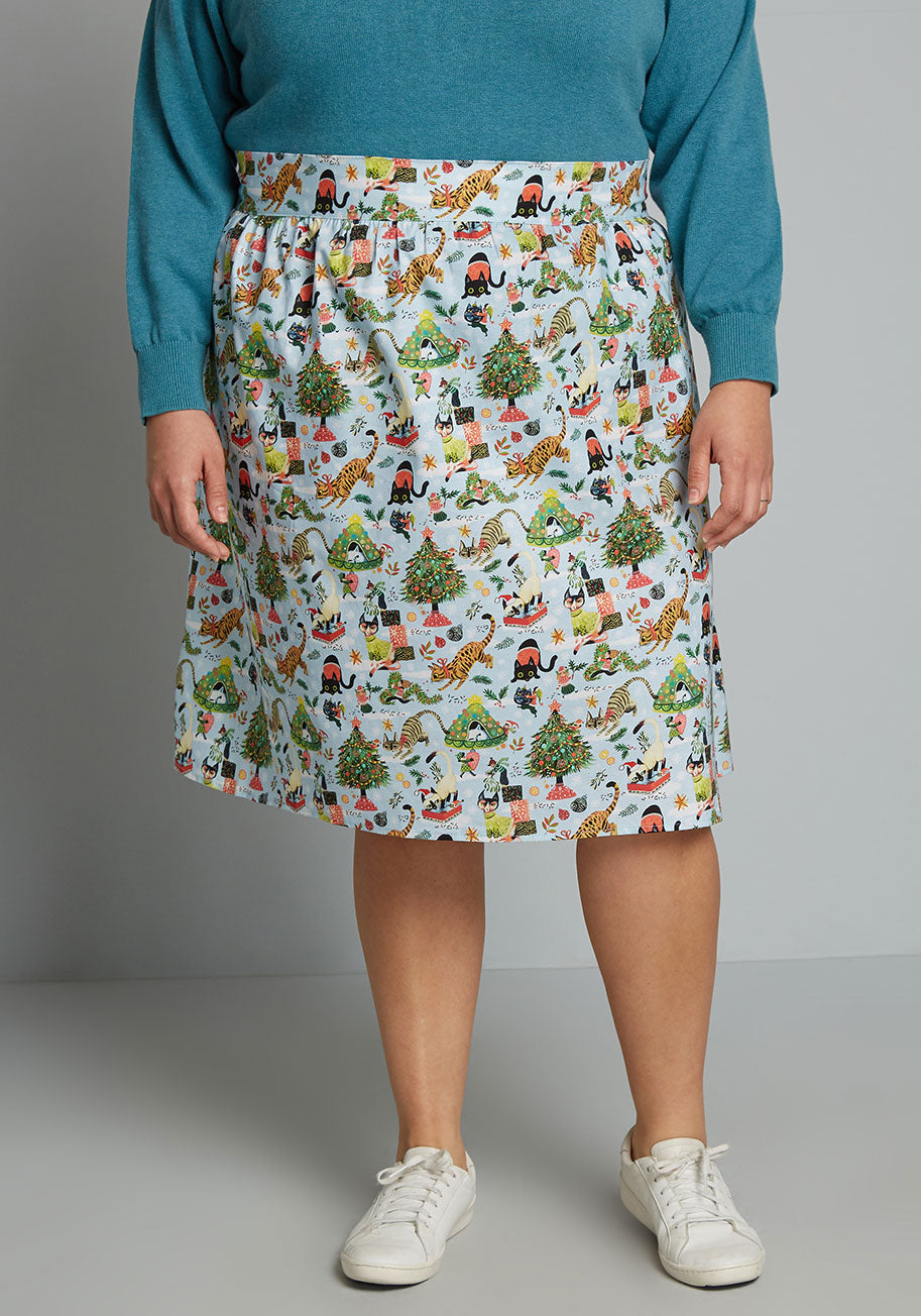 ModCloth X Retrolicious Tabby Holidays A-Line Skirt