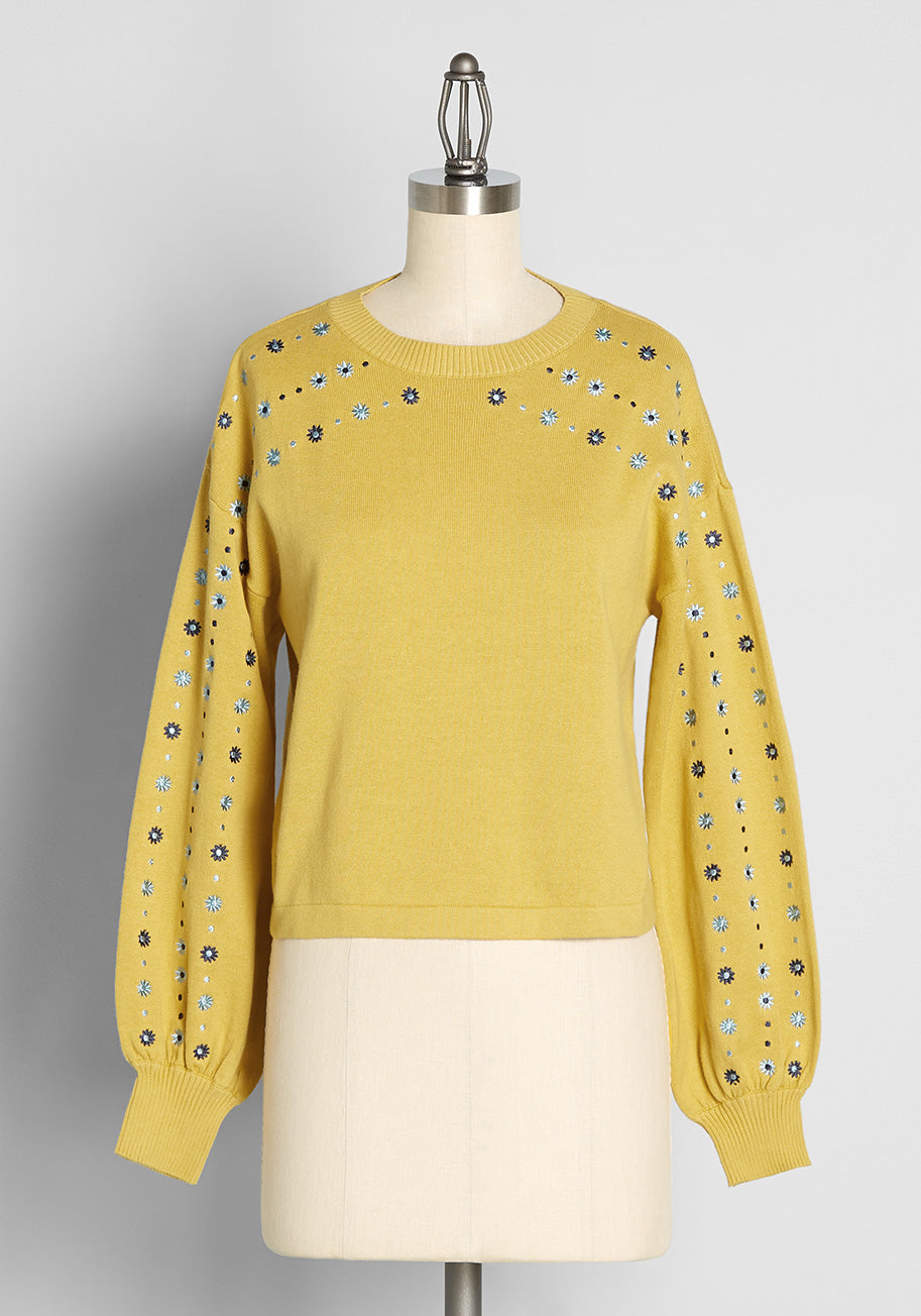 Dotted In Daisies Embroidered Sweater