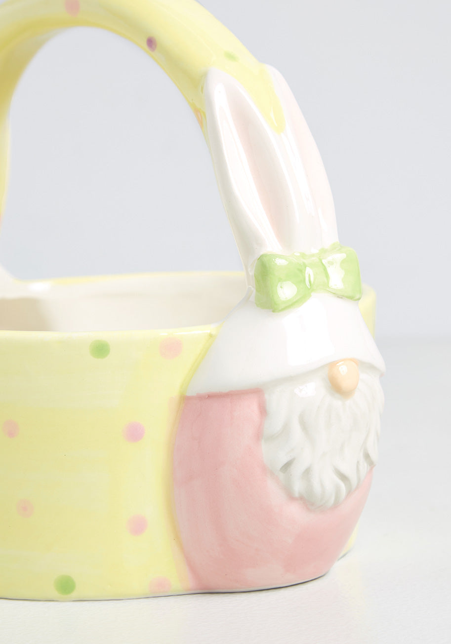 Gnome For Easter Ceramic Candy Dish