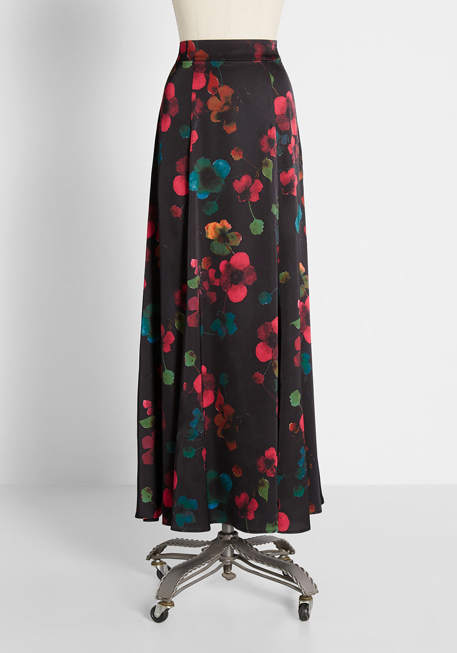 Technicolor Night Blooms Maxi Skirt