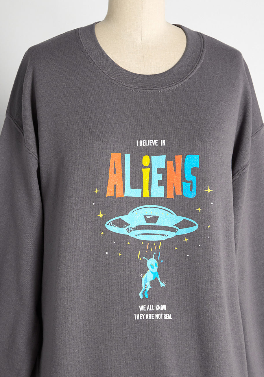 Believe in Aliens Graphic Sweatshirt