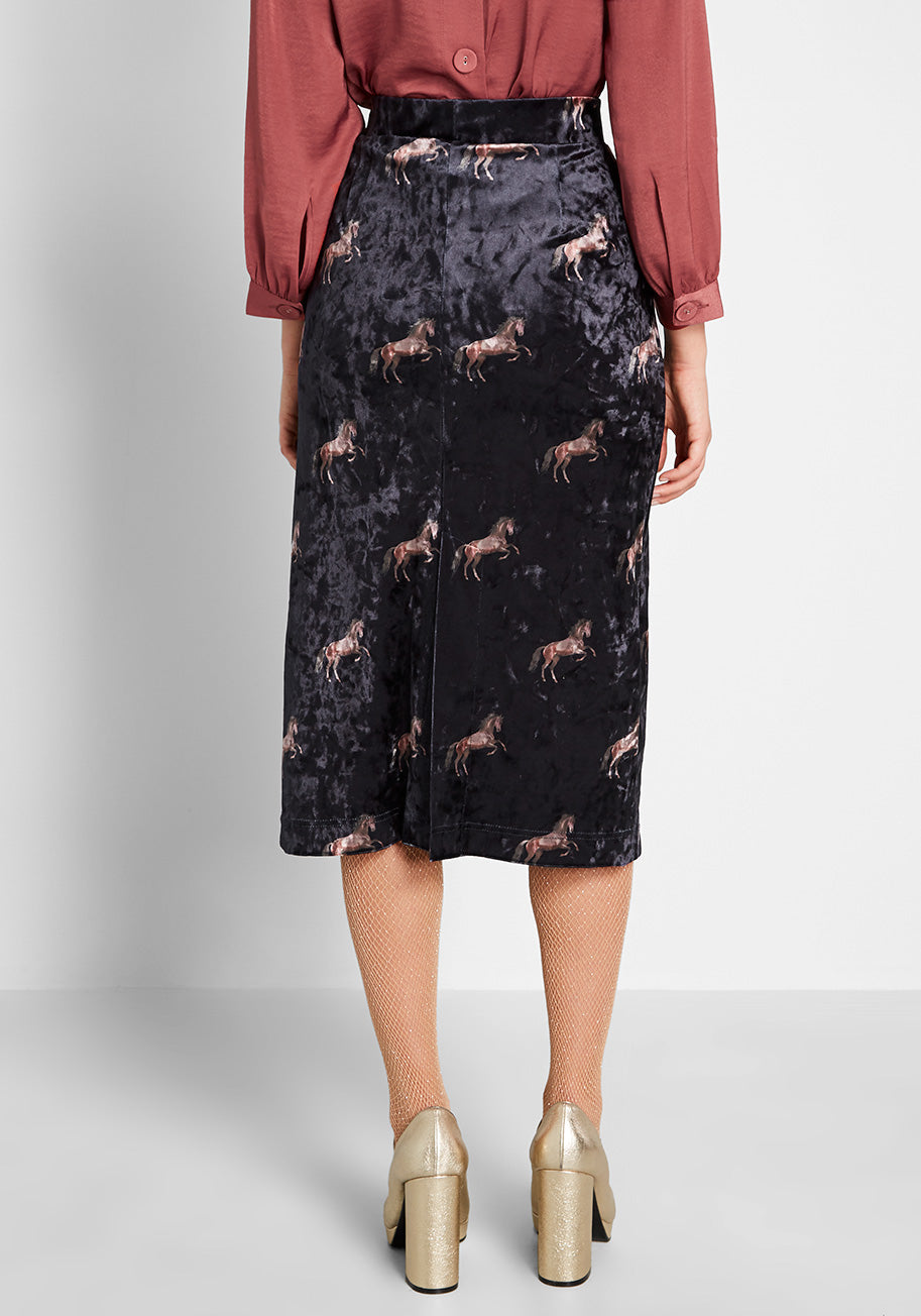 The Plot Thickens Velvet Pencil Skirt