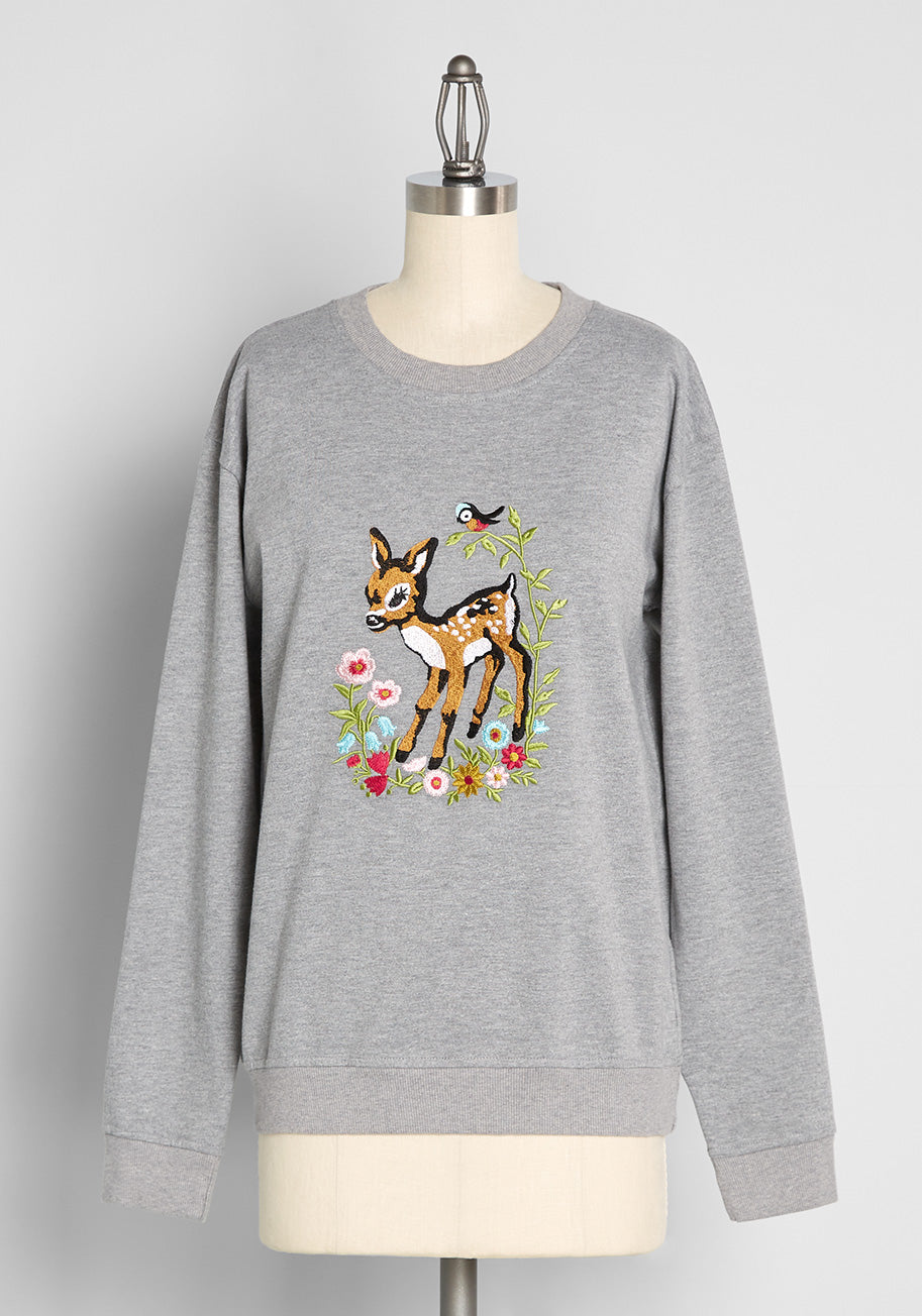 Deer To My Heart Embroidered Sweatshirt