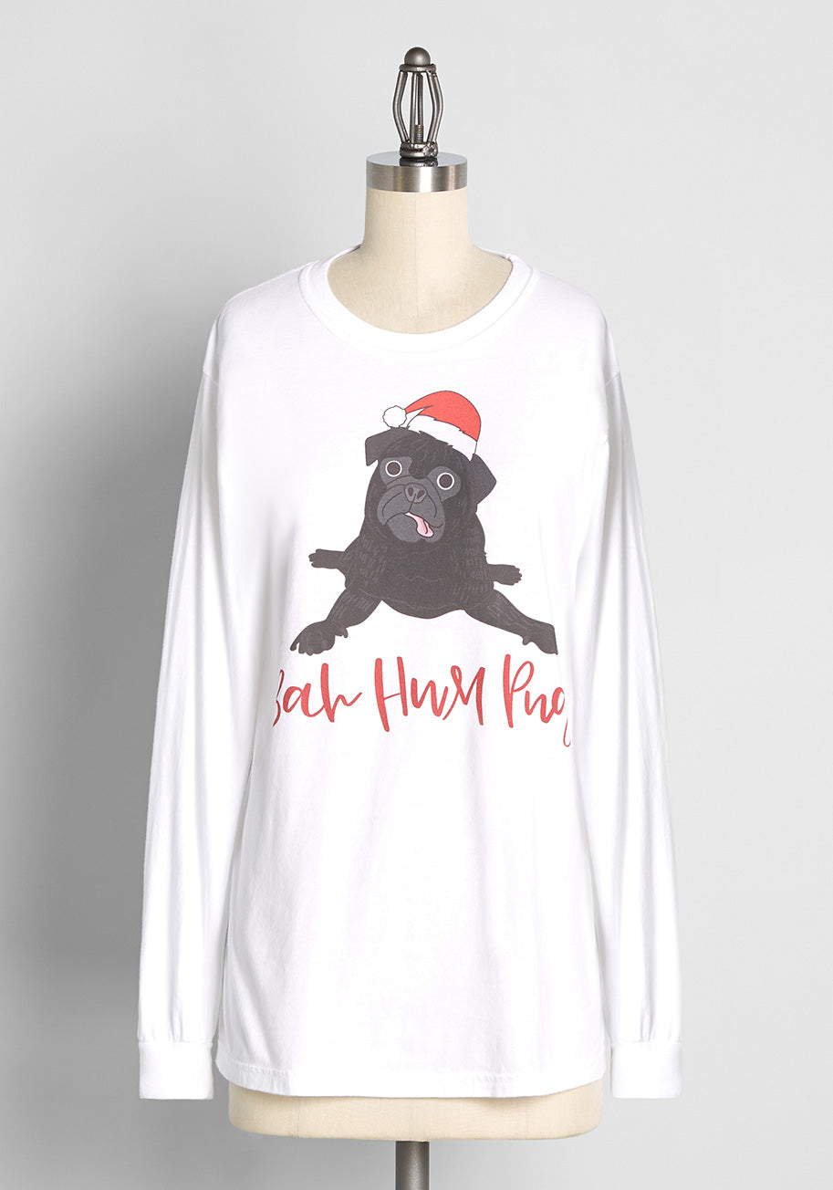 Merry Puggin' Christmas Long Sleeve Graphic Tee