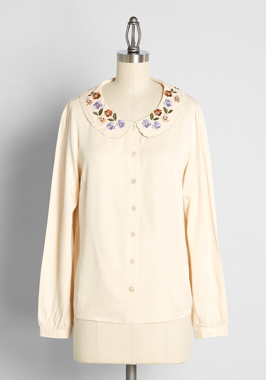 For Once and 'Floral' Embroidered Blouse