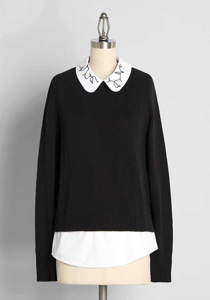 Holiday Lane Embroidered Twofer Sweater ModCloth