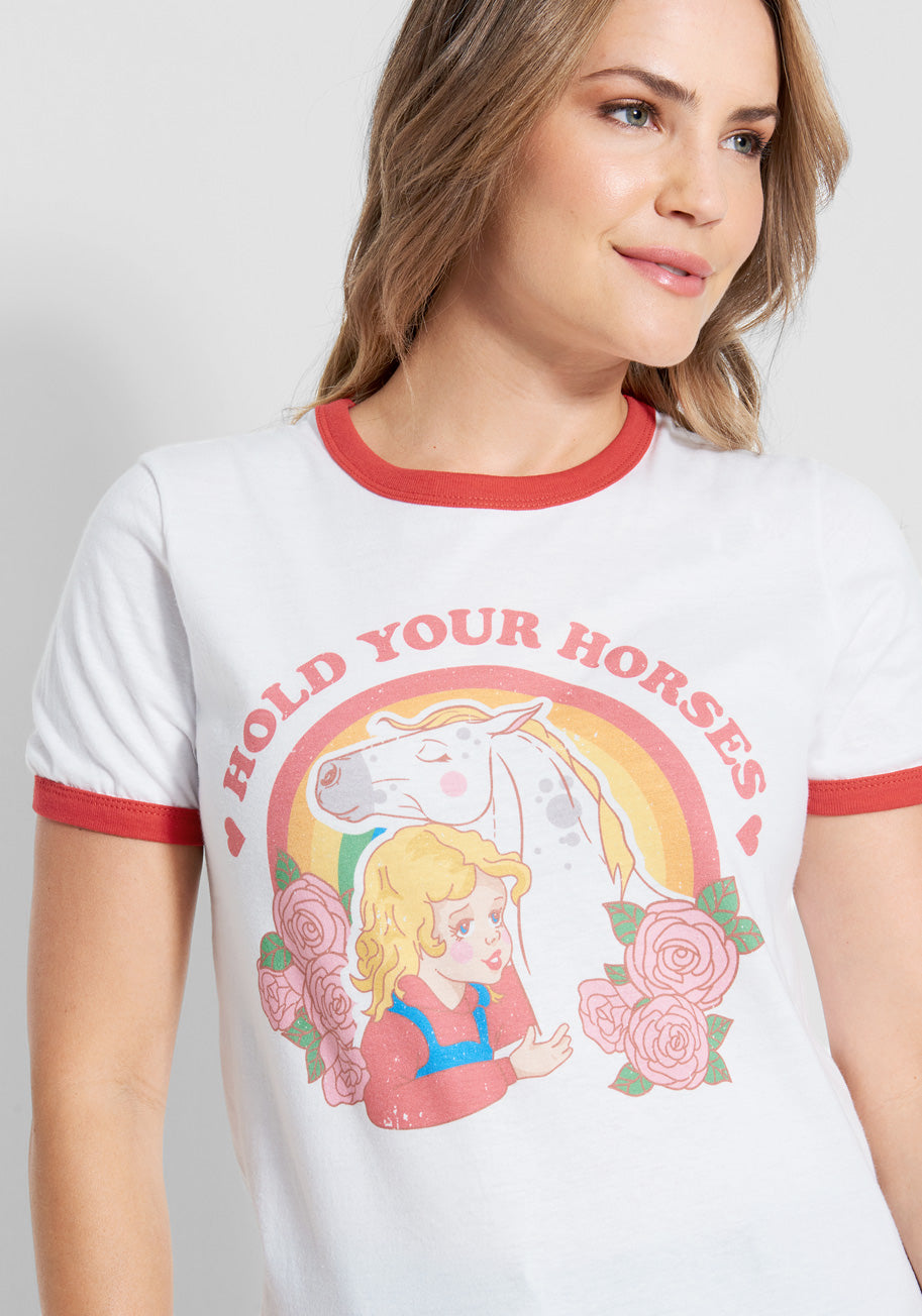 Hold Your Horses Graphic Ringer Tee