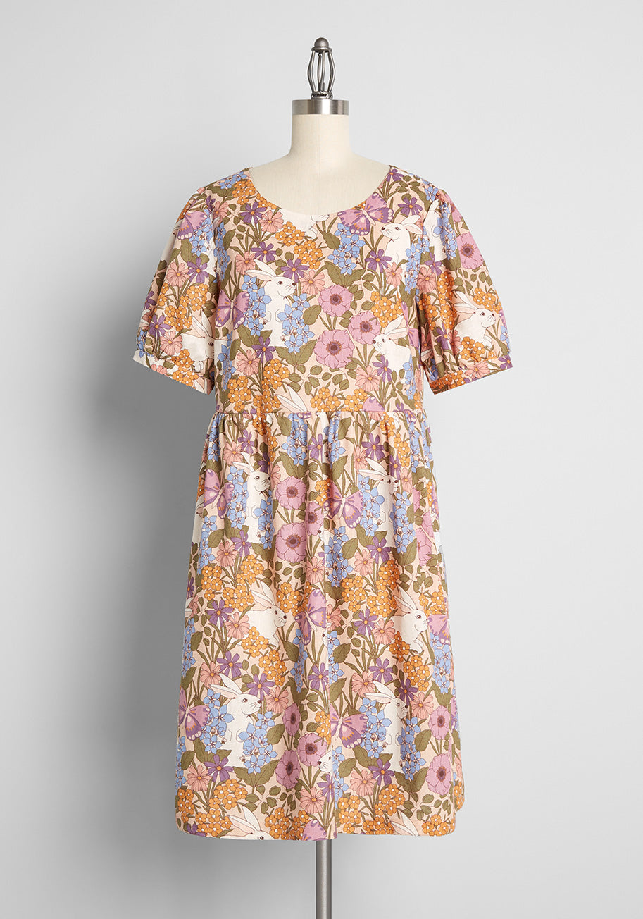 Blooming Spring Scene Babydoll Dress