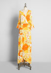 V-neck Rayon Floral Print Dolman Sleeves Vintage Wrap Semi Sheer Belted Self Tie Maxi Dress With a Sash