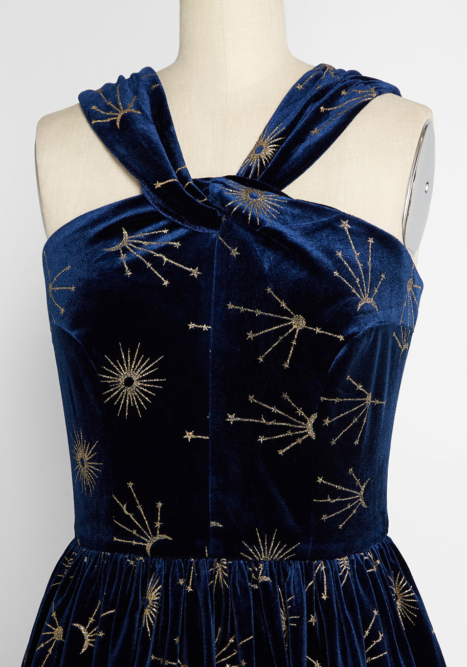 ModCloth x Collectif Spectacular Stargazer Velvet Dress