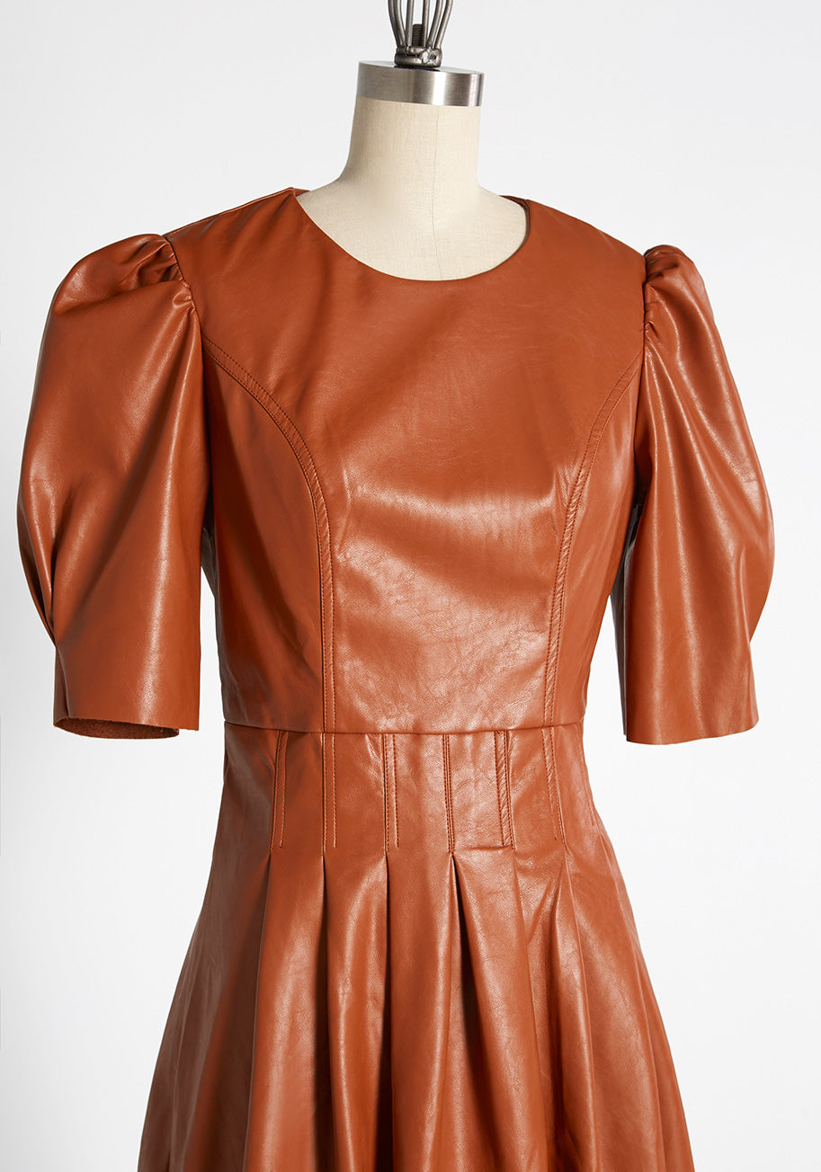 Faux-Leather Fetish A-Line Dress