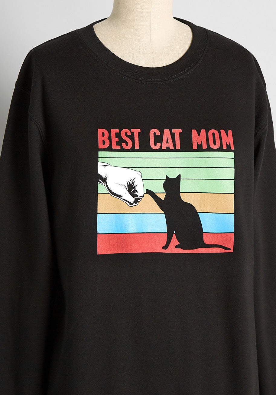 Fist Bump For Every Cat Mom Graphic Sweatshirt