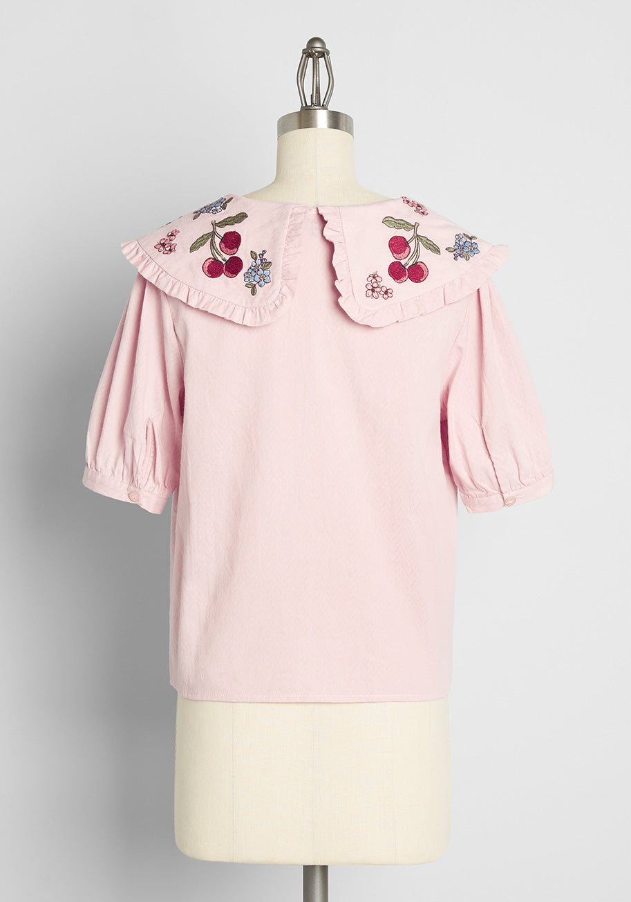 Cherry Blossom Bouquet Embroidered Blouse