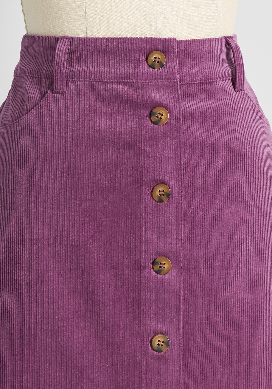 Berry Goodness Button-Front Mini Skirt