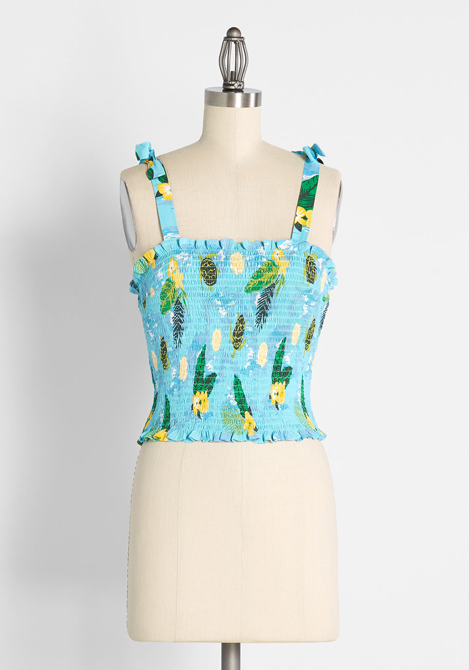 ModCloth x Collectif Sea Turtle Soiree Smocked Tank Top