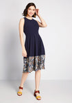 A-line Fitted Back Zipper General Print Sleeveless Fit-and-Flare Dress