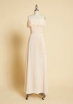 Sheer Sleeves Bardot Neck Fitted Draped Back Zipper Flowy Bridesmaid Dress/Maxi Dress