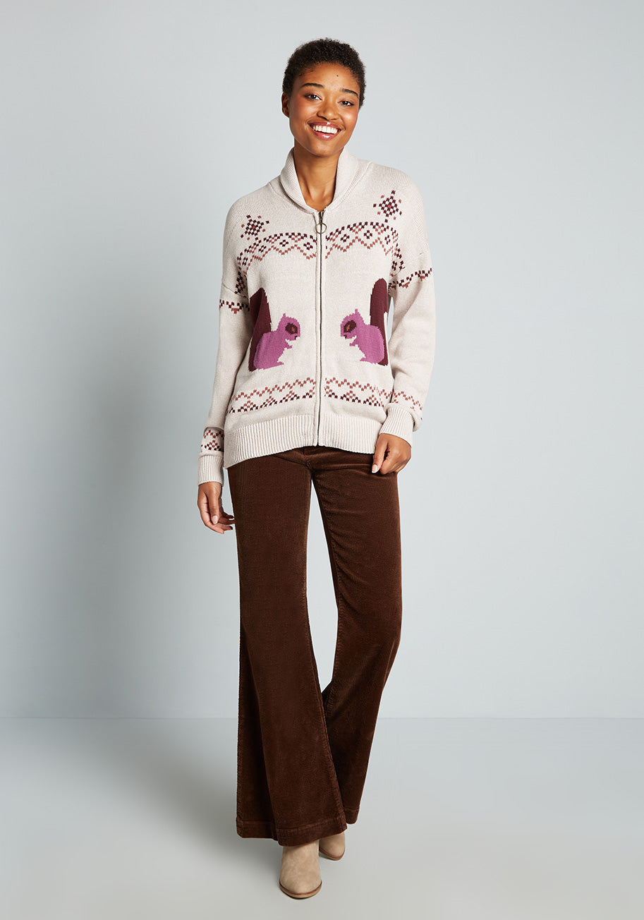 Nuttier Than Ever Fair Isle Zip-Up Sweater