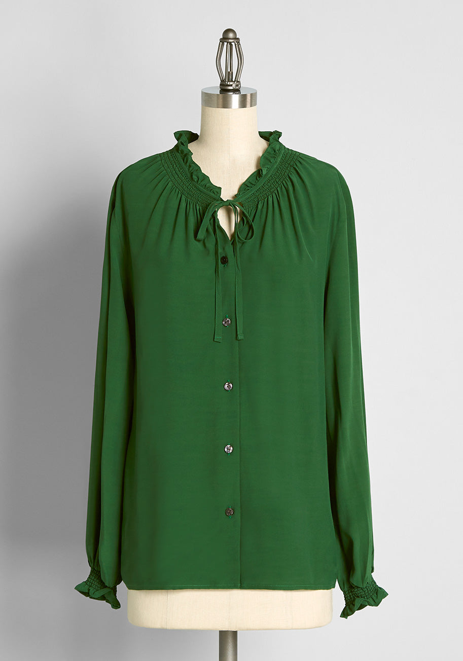 Countryside Romance Tie-Neck Blouse