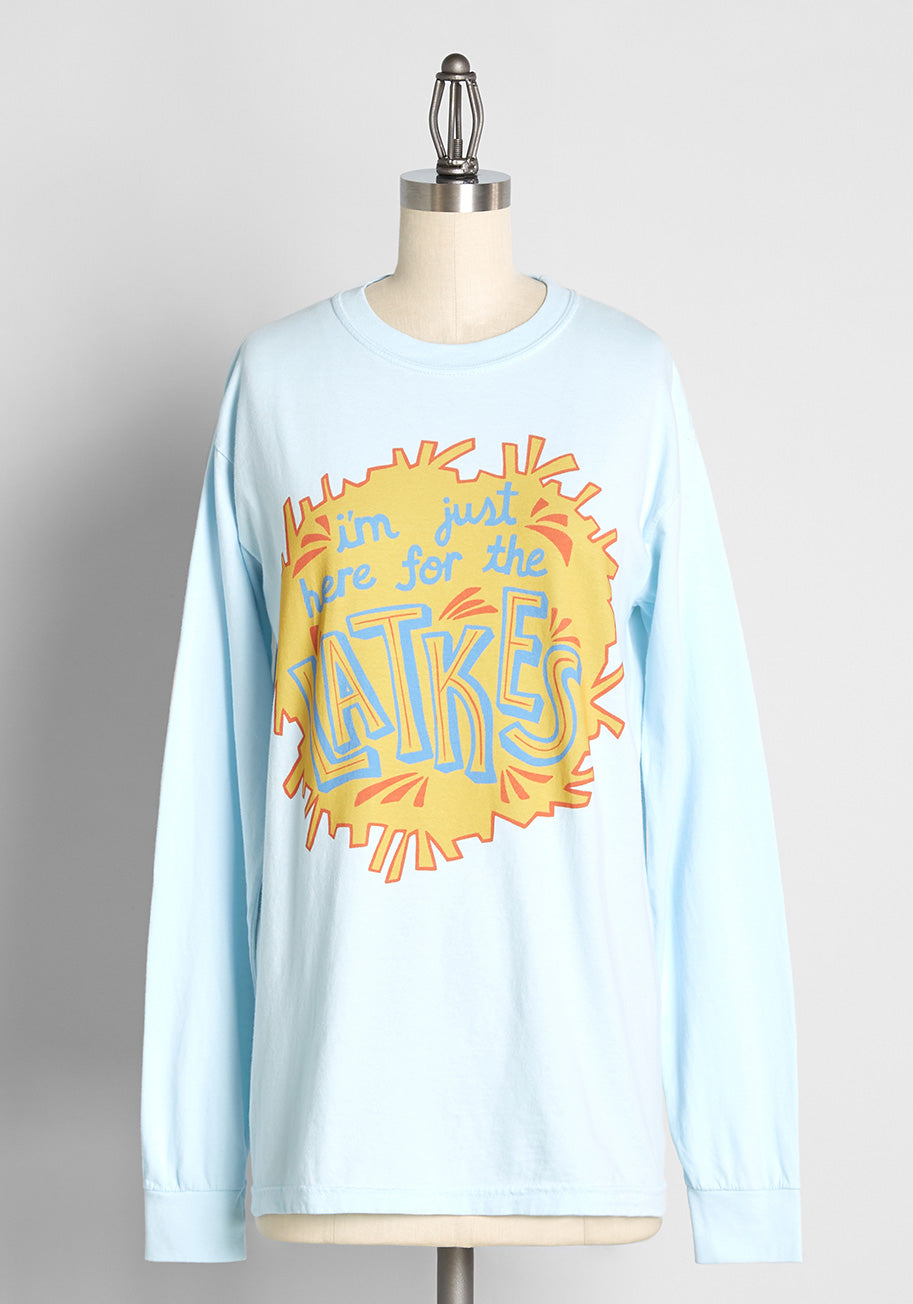 Here For the Latkes Long Sleeve Graphic Tee