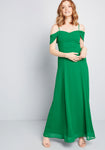 Polyester Pocketed Off the Shoulder Spaghetti Strap Ball Gown Dress by Modcloth