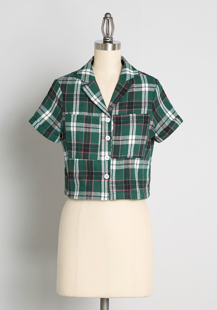 Green Of The Crop Plaid Top