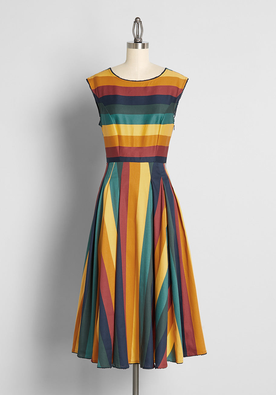 Slice Of Rainbow Fit and Flare Dress