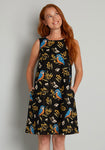 Sleeveless Shift Scoop Neck Button Closure Pocketed Semi Sheer Floral Print Dress