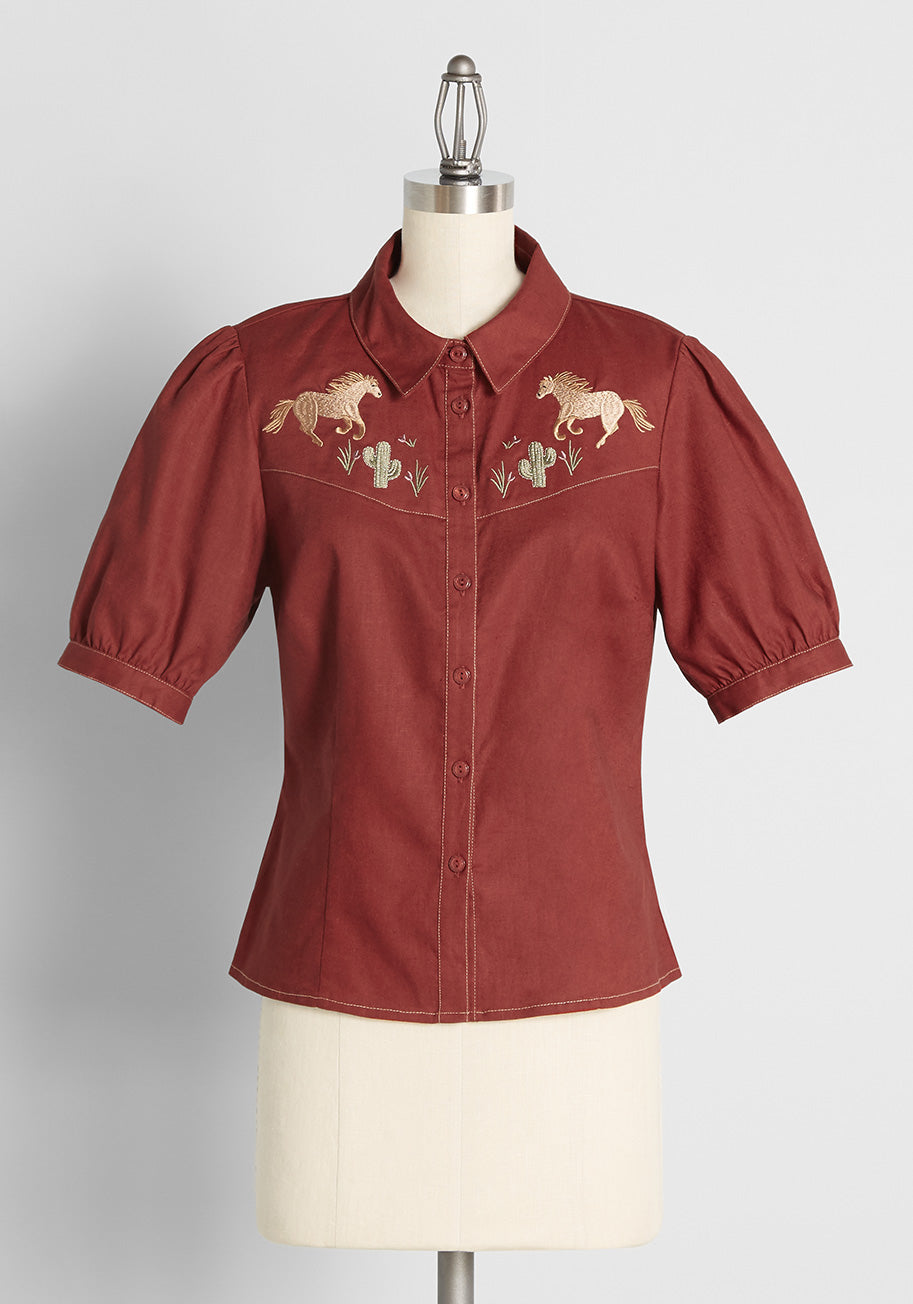 On The Range Embroidered Blouse