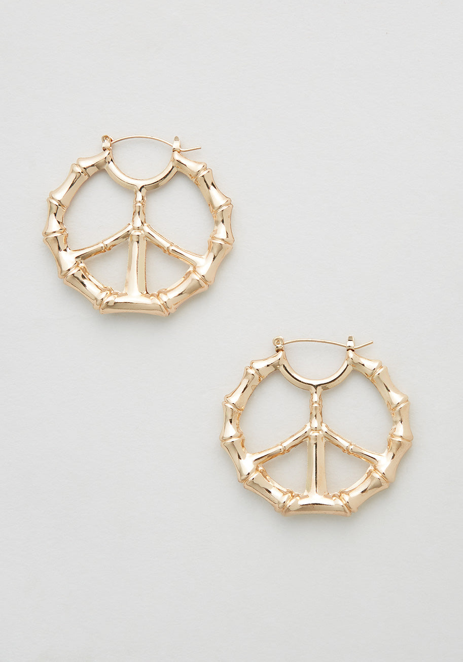 Peace is Golden Hoop Earrings