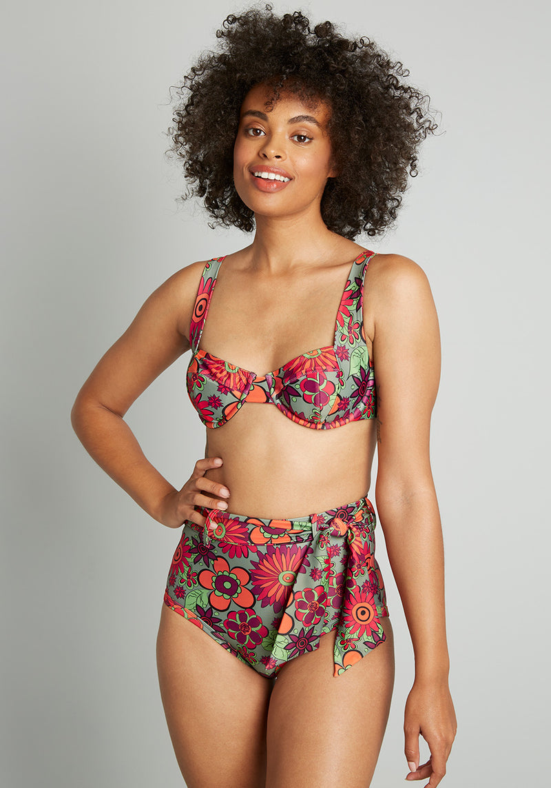 J.Crew: High-rise Full-coverage Bikini Bottom In Pink Limone Print