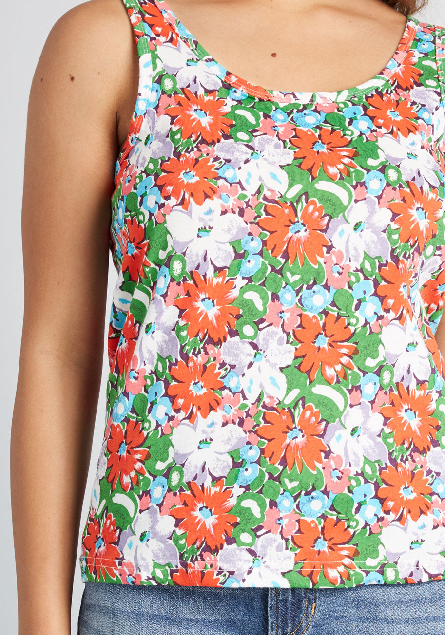 Floral Formula Cotton Tank Top