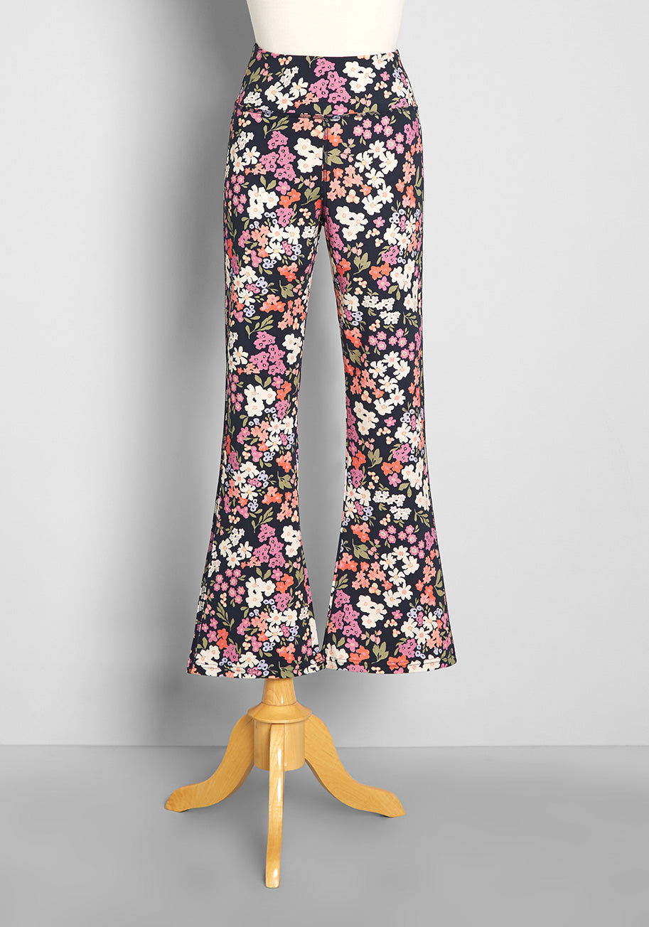 Mike's Flower Print Wide Leg Denim Pants 