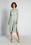 A-line Strapless Sequined Pleated Sheer Beaded Back Zipper Mesh Crew Neck Sweetheart Sheer Long Sleeves Bridesmaid Dress/Midi Dress