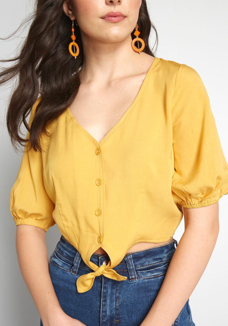 ModCloth x Collectif Feeling Knot-ty Crop Top