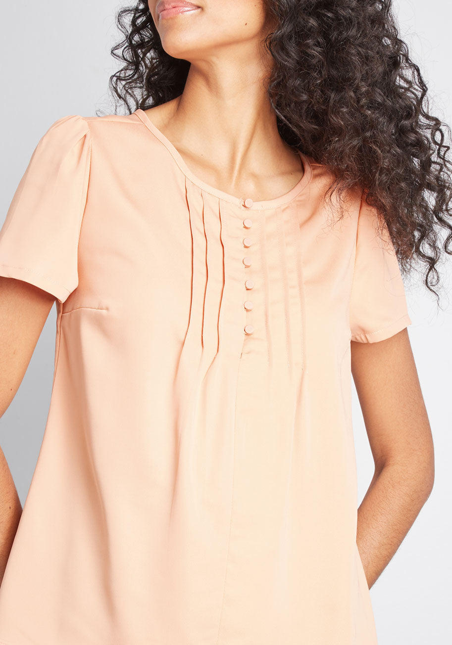 Lucky Pintucks Short Sleeve Blouse