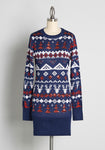 Tall Geometric Print Long Sleeves Crew Neck Sweater Winter Ribbed Sequined Dress