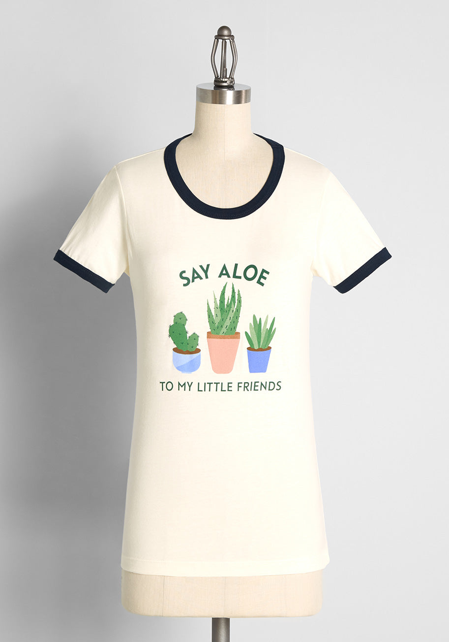 Say 'Aloe' To My Little Friends Graphic Ringer Tee