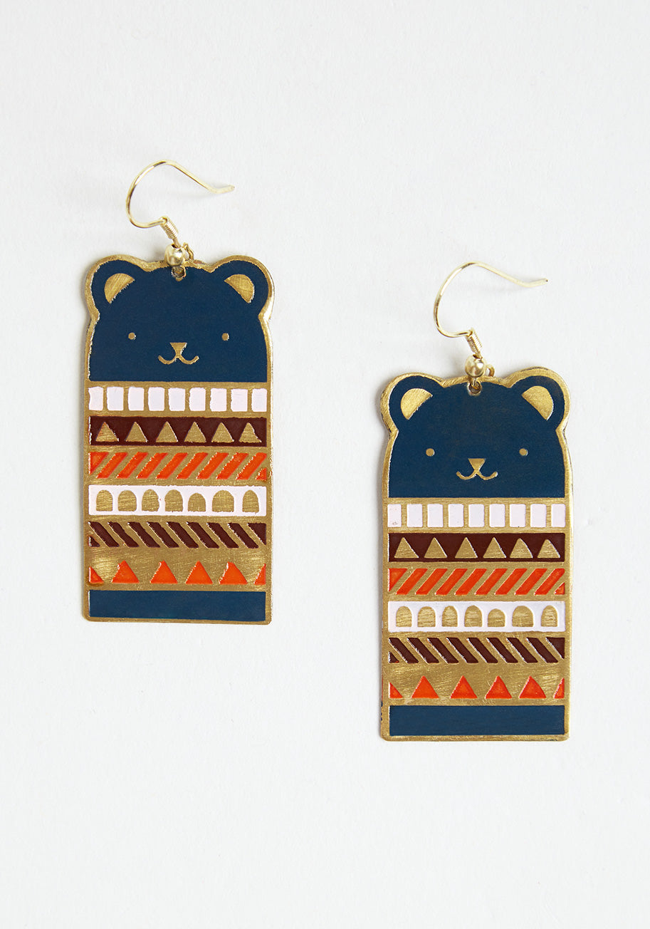 Bundled Up Bears Dangle Earrings