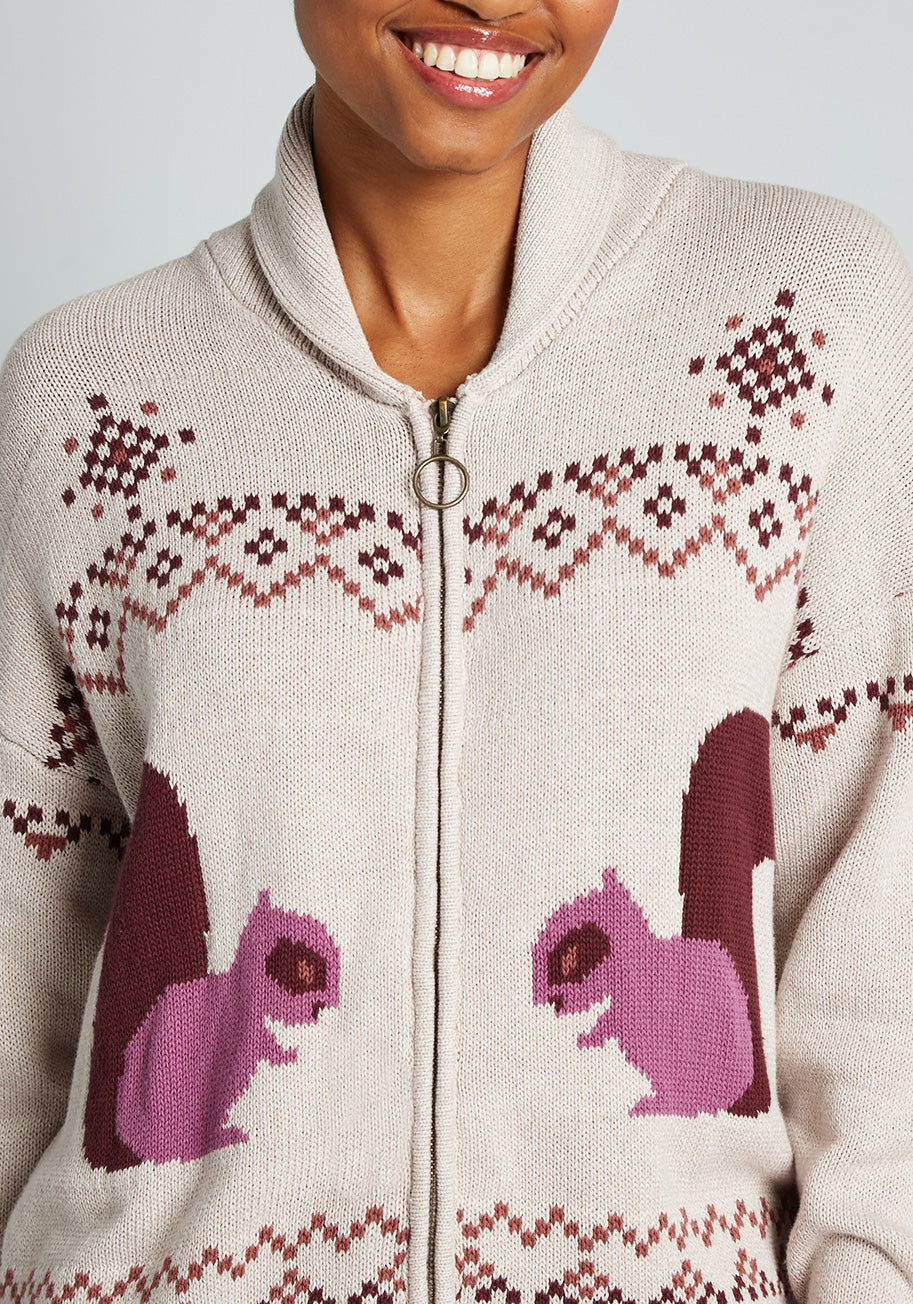 Nuttier Than Ever Fair Isle Zip-Up Sweater