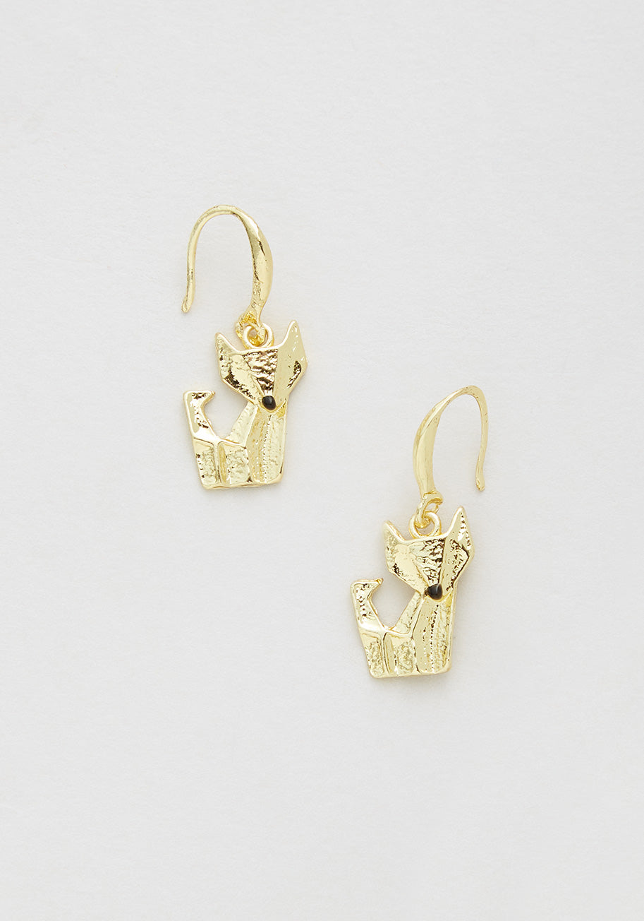 Foxy Origami Dangle Earrings