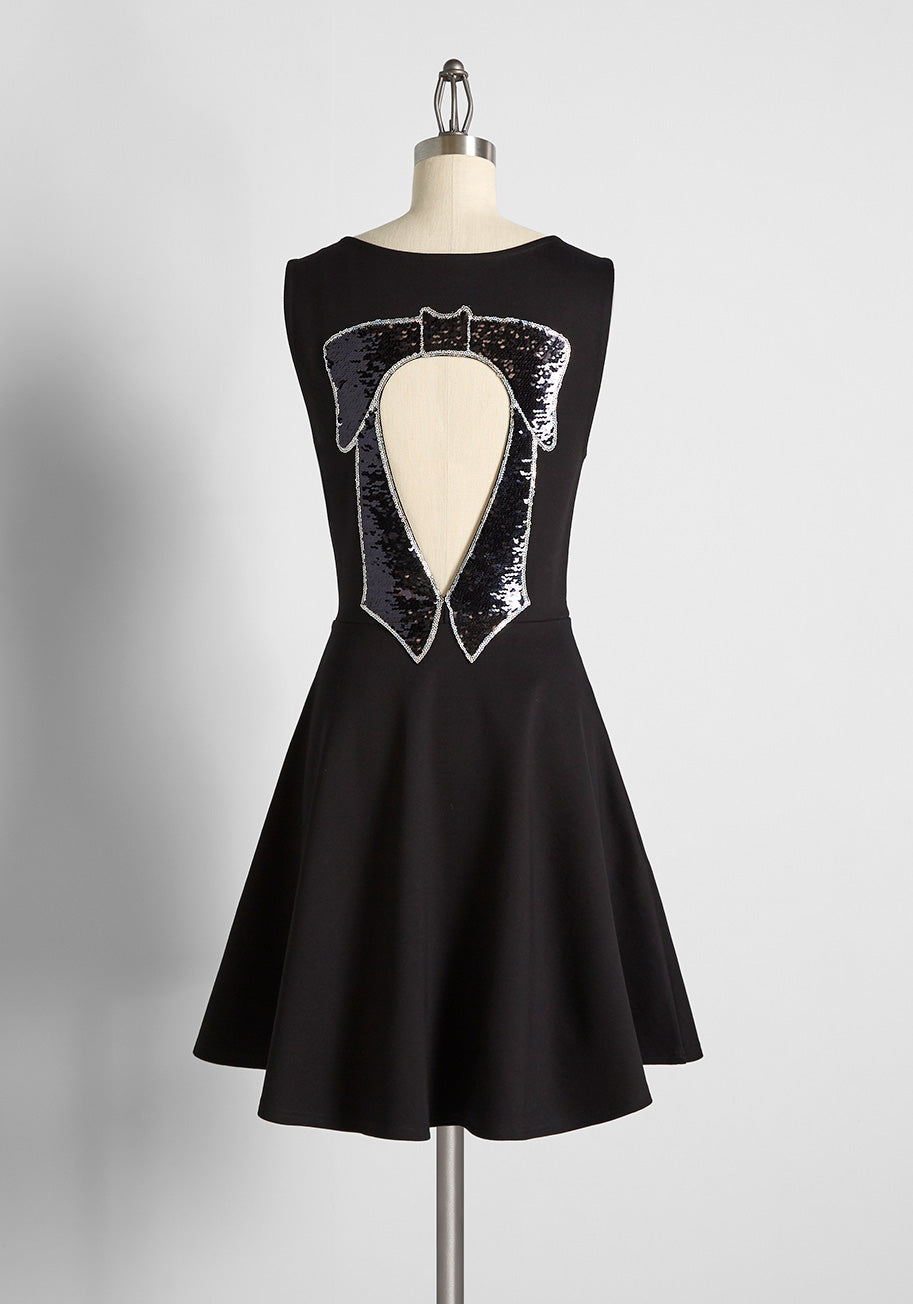 Black Bow Affair Fit And Flare Dress